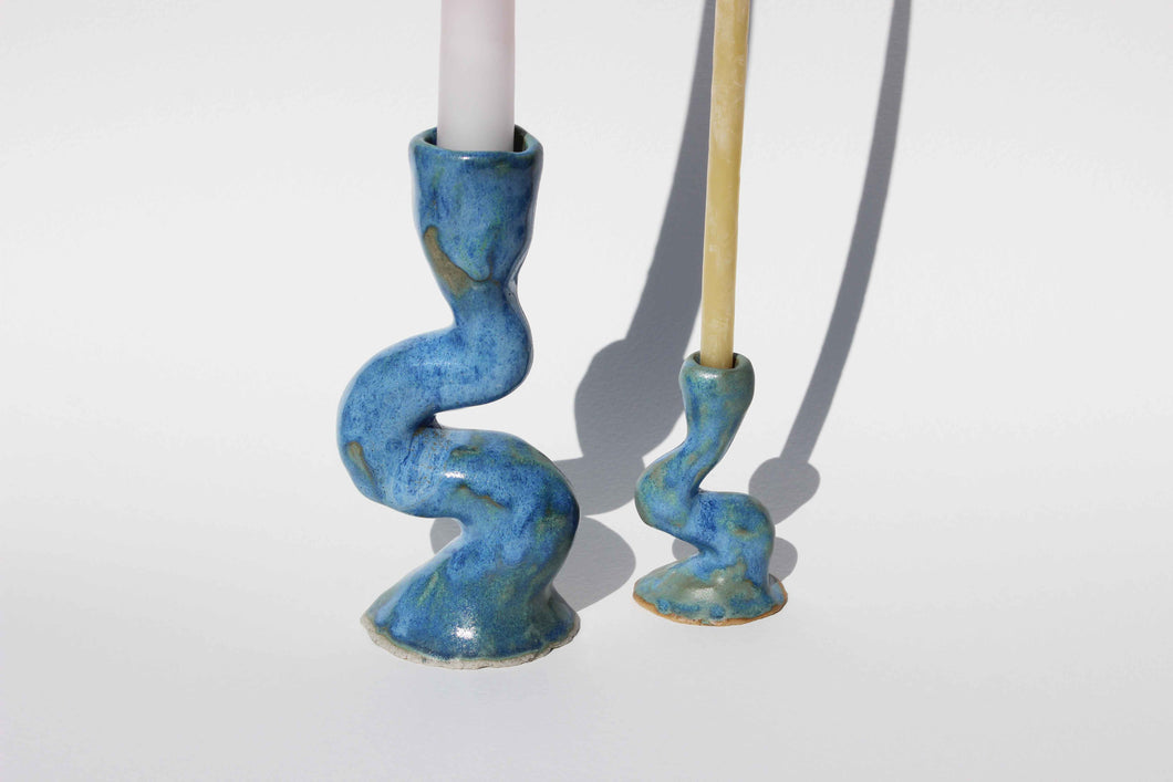 Frosty Blue Candle Holders